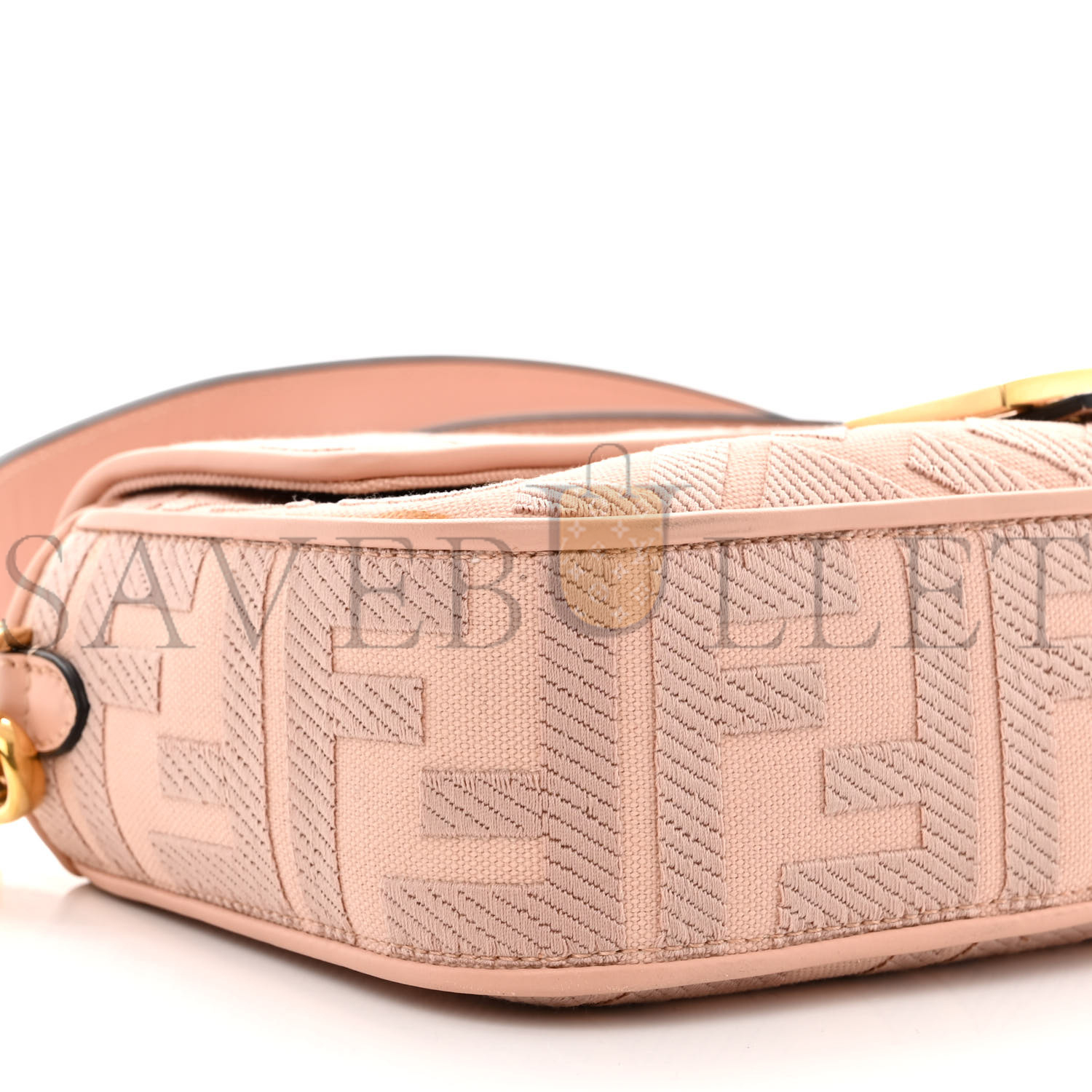 FENDI CANVAS VITELLO KING EXTRA STRAP FF EMBROIDERED BAGUETTE BABY PINK (27*15*6cm)