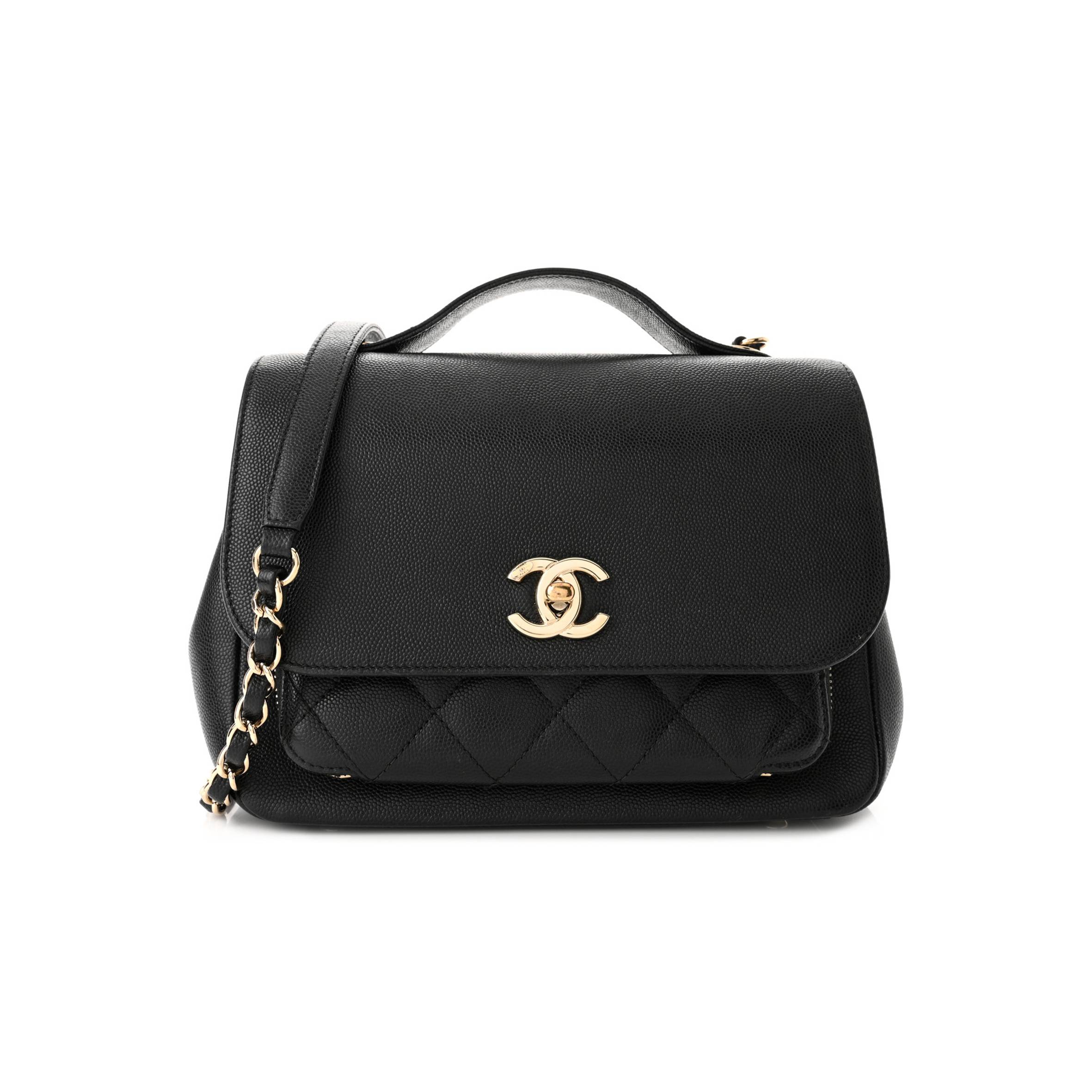 CHANEL CAVIAR QUILTED MEDIUM BUSINESS AFFINITY FLAP BLACK ROSE GOLD HARDWARE (22*17*7cm)