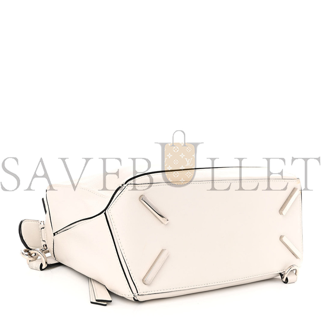 LOEWE GRAINED CALFSKIN SMALL PUZZLE BAG WHITE (24*16.5*10.5cm)