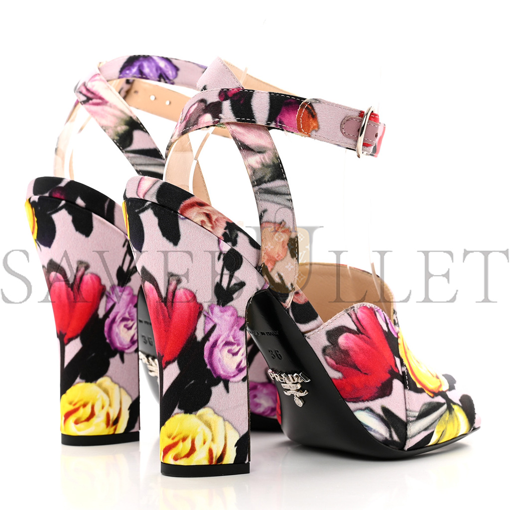 Satin Ankle Wrap Duchesse Little Flowers Sandals 36 Multicolor