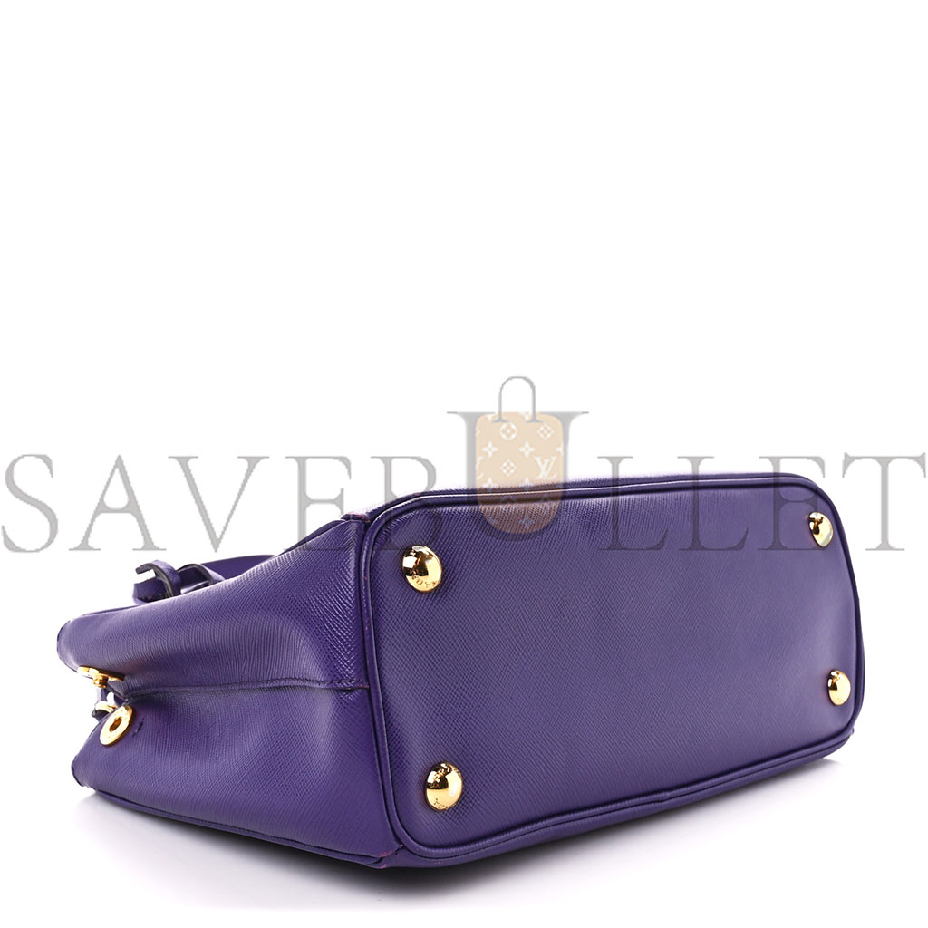 Saffiano Mini Galleria Double Zip Tote Viola