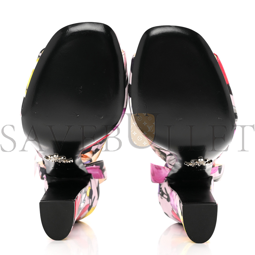 Satin Ankle Wrap Duchesse Little Flowers Sandals 36 Multicolor