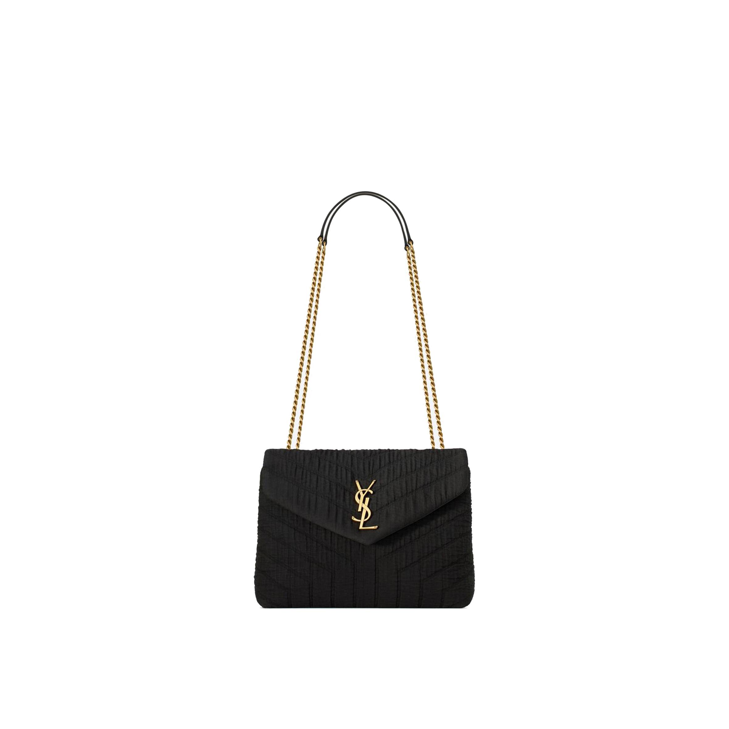 YSL LOULOU SMALL IN QUILTED &QUOT;Y&QUOT; COTTON 494699FABQ91000 (23*17*9cm)